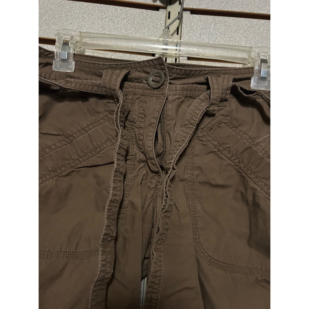 HM Womens Brown Cargo Capri Pants Ruched Side Drawstring Hem Size 6 Y2K Gorpcore - Picture 3 of 5